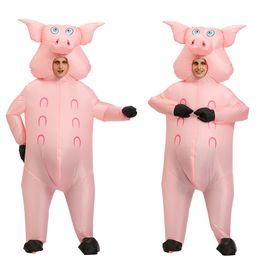 Mascot doll costume Adult Inflatable pink pig Costume Carnival Halloween Costumes for women men Animal pig Clothing Fancy Dress Suit Unisex