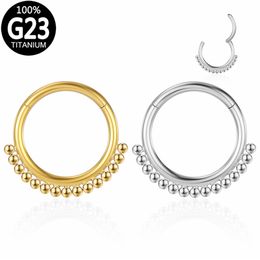 g23 titanium nose ring Australia - G23 Titanium Hoop Nose Ring Helix Daith Earrings Outside Ball Hinged Segment Clicker Ear Cartilage Tragus Lip Piercing Jewelry