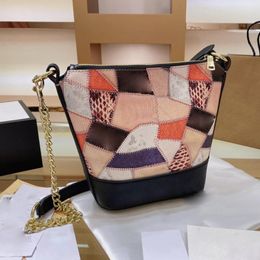 Patchwork patch pattern bucket bag Simple version design leather shoulder bags women's fashion daily cross-body pocket with zipper