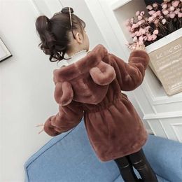 Autumn Winter Children Girls Warm Thick Jackets With Fur Hooded Kids Long Parkas Outdoor Coats Baby Overcoat 4-12Years 211204