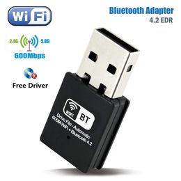 600Mbps USB WiFi Adapter Bluetooth 4.2 Free Driver RTL8192 chips IEEE802.11AC/b/g/n 2.4G 600M Wireless Receiver Network Card Dongle for Desktop Laptop Windows