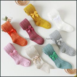 Socks Baby & Kids Clothing Baby, Maternity Children Over Knee Bow Cotton Bowknot Stockings Boys Girls Tube 8 Colours Z4792 Drop Delivery 2021