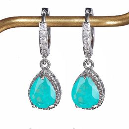 Cellacity Brazilian Paraiba Tourmaline Gemstones Drop For Women Genuine 925 Sterling Silver Earrings Party Gift 2021