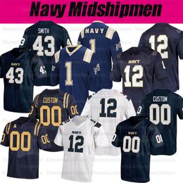Custom Navy Midshipmen Football Jersey #8 Dalen Morris #23 Myles Fells #34 Jamale Carothers #54 Diego Fagot #80 Mark Walker Jerseys