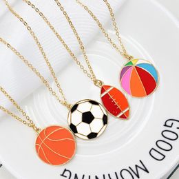 Pendant Necklaces In Europe And America Mini Football Basketball Rugby Shape Model Necklace Children Sports Token Cool Gift