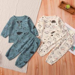 0-5y Autumn Fashion Toddler Clothes Baby Girls Boys Cartoon Dinosaur Pullover Tops+pants Outfits Casual 2pcs Clothes Set 2021 #0 G1023