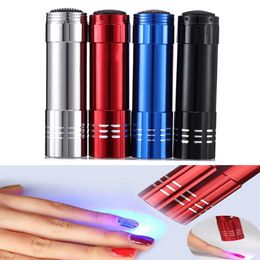 Portable 9 LED Aluminium Alloy Mini Portable UV Ultra Violet Blacklight Money Flashlight Torch Light portable outdoor torch lamp