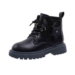 Girls Martin boots 2021 autumn children new high-top soft-soled casual side zipper boots students low-tube short boots G1126