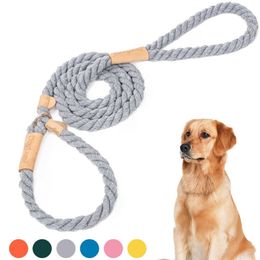 Multicolor Cotton Rope Collar Comfortable and Durable Pet Training Dog Leash Pet Supplies Basic Leashes 100% Cotton Solid Qianyi 210729