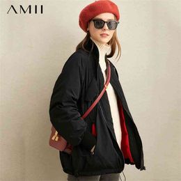 Minimalism Winter Solid Women Down Coat Jacket Fashion 95% Cashmere Content Full Sleeve Loose Shirt Female 11840276 210527