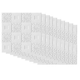 Wall Stickers 10Pcs 3D Self-Adhesive Tile Brick Panel Roof Sticker Foam Wallpapers