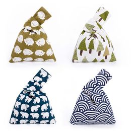 Japanese Style Portable Cotton Knot Wrist Bag Women Top Handle Tote Purses Handbags Waterproof Shopping Bag Phone Key Pouch