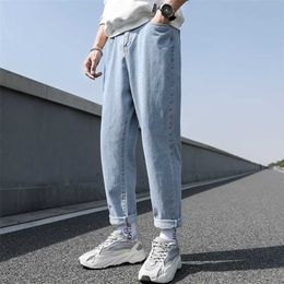 Loose Men Jeans Male Trousers Simple Design High Quality Cozy All-match Students Daily Casual Straight Denim Pants 211206