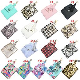 Creative PU Leather Cards Case Ladies Coin Purse Bag Keychain for Party Favor Bus Card Holder with Tassel Keyring RRF11416