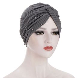 KepaHoo New Solid Folds Pearl Muslim Turban Scarf Women Islamic Inner Hijab Caps Arab Wrap Head Femme Musulman Turbante Mujer