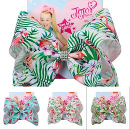 HOT SALE 8" Jojo Bows for Girls Jojo Siwa Large Flamingo Printed Hair Bows for Girls with Clips Bowknot Handmade Hair Accessories 349 U2