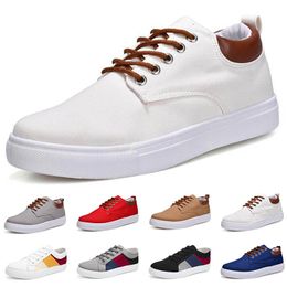 men Cotton Fabric canvas shoes black white blue grey red Khaki Ivory Beige Burgundy Split mens casual out Comfortable jogging walking Lace-Up sneakers