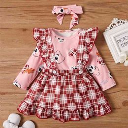 3-pcs Baby Girl Animal Sweet Suit-dress Romper Fashion Long Sleeve Infant Clothing Outfits 210528