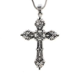 20Pcs Vintage Cross Pendant Necklace Men Women Long Chain Gothic Jewellery Accessories