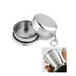 75ML Mugs Stainless Steel Folding Cup Portable Outdoor Travel Camping Telescopic Cups Water Coffee Handcup With Keychain