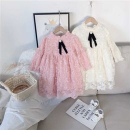 2021 Girls Autumn Round Neck Long Sleeve Embroidered Dress Princess Girl Kids Fashion Fall Clothes for Q0716