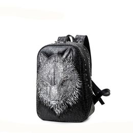 women men 3D wolf head backpack special cool shoulder bags teenage girls leather laptop school bags for boys