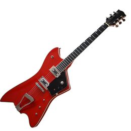 6 Strings Red Unusual Shaped Electric Guitar with Black Pickguard,Rosewood Fretboard