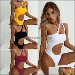 One-Piece Suits Equipment Water Sports & Outdoors Swimwear Women Swimsuit Sexy High Cut Monokini Hollow Out Biquini One Shoder Bathing Suit