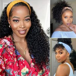 Synthetic Headband Wig Deep Wave Glueless None Lace Front Wigs for Black Women Daily Wear 12-20 inchfactory direct