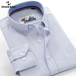 6XL 7XL 8XL 9XL 10XL Elegant Classic Youth Men's Business Casual Striped Long Sleeve Shirt Autumn Brand big Size Loose 210626