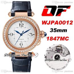 OF WJPA0012 35mm 1847MC Automatic Womens Watch Ladies RG Diamond Bezel Silver Dial Number Marker Blue Leather Best Edition PTCAT Puretime C3