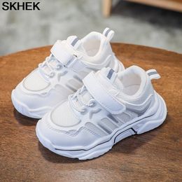 SKHEK Baby Toddler Sneakers for Kids Girls Boys Autumn White Breathable Mesh Wear-resistant Sports Running Children Shoes Rubber 210308