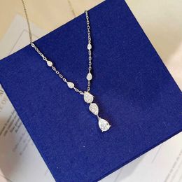 Hot Brand Pure 925 Sterling Silver Jewellery For Women Water Drop Diamond Pendant Necklace Cute Luxury Fashion Party 2022 Beauty