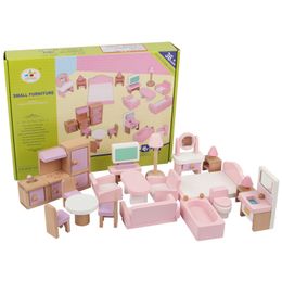 22pcs Miniature Furniture for dolls house Wooden dollhouse Furniture set Educational Pretend Play toys Children girls gifts 210312