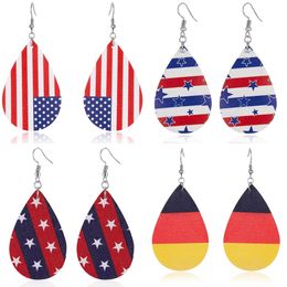 Multilayer Stars Striped Leather Earrings German American Flag Leaf Water Drop Earrings Fashion Jewelry Women Accessories X0709 X0710