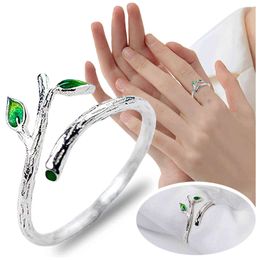 Branch Ring Jewellery Fashionable Ring Leaves Opening Nature Shape Adjustable Round Rings G1125