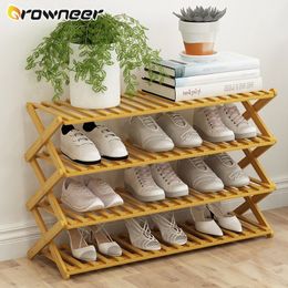 2/3/4/5/6 Layers Natural Bamboo Shoe Shelf Folding Shoe Display Stand Multifunction Flower Pots Wine Space Saving Storage Rack 210306