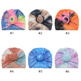 Fashion Tie-dyed Donut Baby Girl Turban Hat Soft Comfortable Infant Braided Cap Kids Headwear Hair Accessories Photography Props