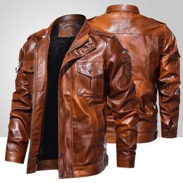 Men's High-quality Fashion Zipper Motorcycle Jacket Men Winter Leather Jacket Male Fleece Warm Biker Coats Chaqueta Hombre 211009