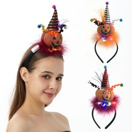 With lamp pumpkin Halloween headband Festive Party Supplies wacky children hair witch pumpkins decorative Cosplay Headdress Hoop Hat Headwear Decor Gift
