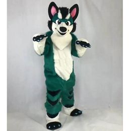 Halloween Dark Green Husky Fox Dog Mascot Costume High quality Cartoon Anime theme character Adults Size Christmas Carnival Birthday Party Outdoor Outfit