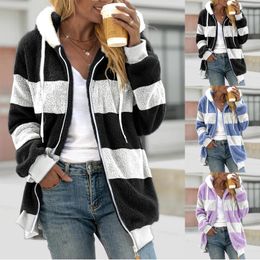 Women's Jackets Coat Stitching Three-Dimensional Pocket Cute Hooded Solid Pullover Sweatershirts Warm Artificial Wool Outwear