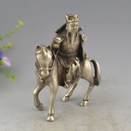 China Silver Wealth Yuan Bao Ru Yi Ride Horse Mammon Money Wealth God Statue