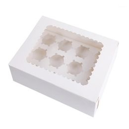 Gift Wrap 50piece/lot Square Cake Carton Printing Environmentally-friendly Food Packaging Box Inner Tray Portable Clamshell Folding Ca