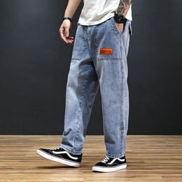 Men's Pants Loose Street Style Straight Jeans Men Fashion Brand Wide Leg Overalls Retro Trend Leisure Youth Denim Baggy Trousers Y796