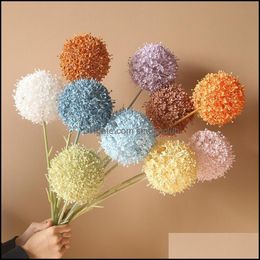Festive Party Supplies Garden Decorative Flowers & Wreaths 75Cm 11 Color Big Head Spring Onion Ball Spot Supply Wedding Simation Flower Plas