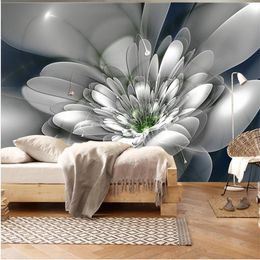 3d Customised wallpaper Hand painted crystal flower 3d murals wallpaper for living room