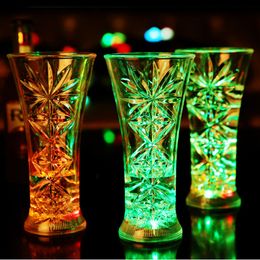 LED Flashing Glowing Cup Lighting Water Liquid Activated Light-up Wine Beer Goblet Luminous Multicolor Drink Cups for Party Birthday Bar Clubbing Disco Decoration