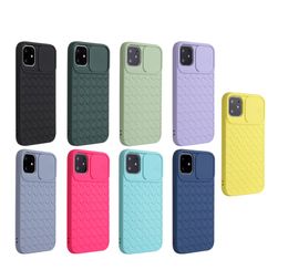 Push-pull Slider Camera Lens Phone Cases Soft TPU Protection Anti-slip Cover Woven pattern For iPhone 12 11 Pro XS MAX XR X 7 8 6 6S Plus