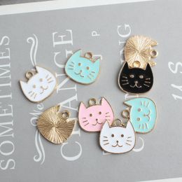 Japan kawaii Cat Head Charms Enamel Animal Charm For Jewellery Making Diy Fashion Earring Pendant